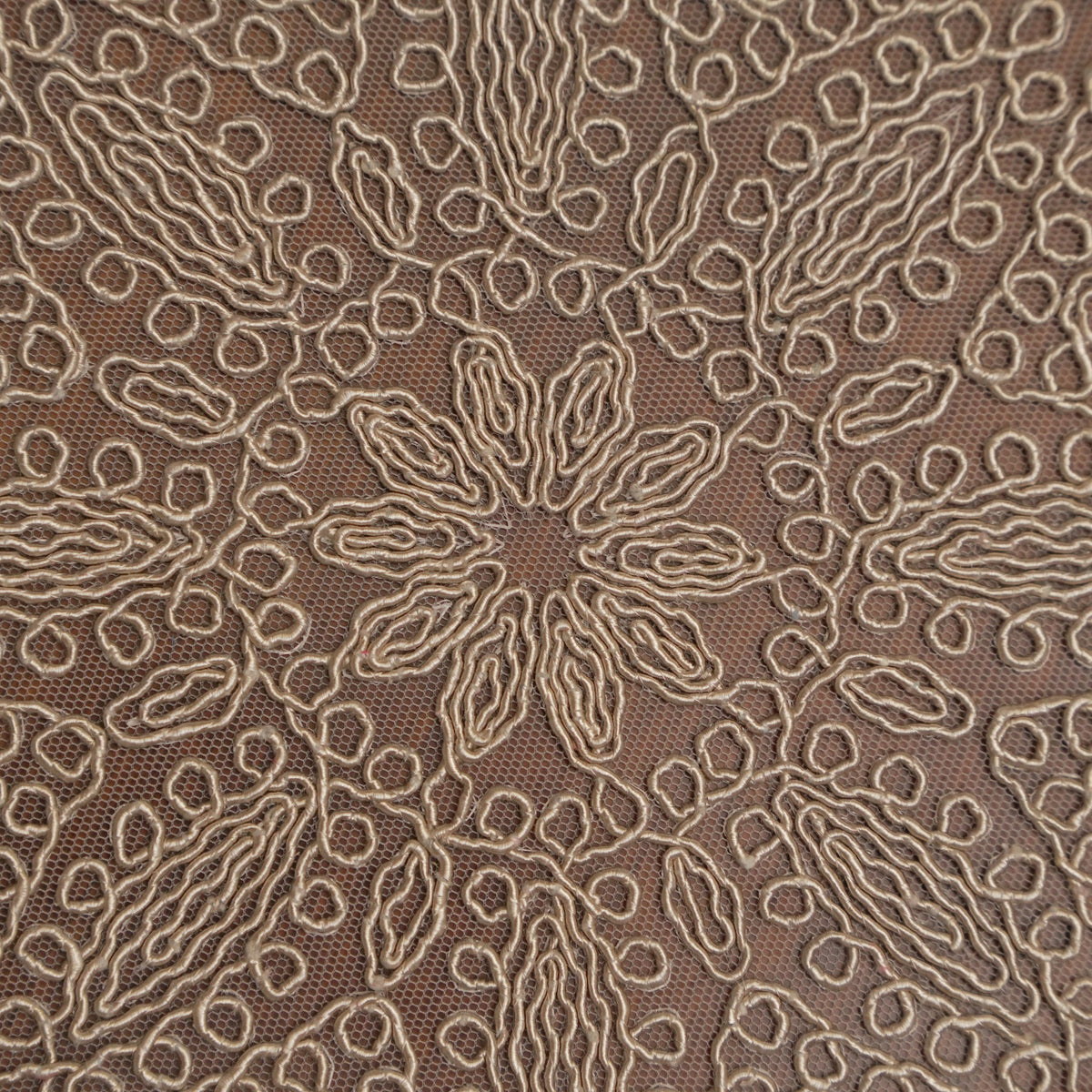 Taupe Star Medallion Crochet Lace Round Table Mat (Set of 2)
