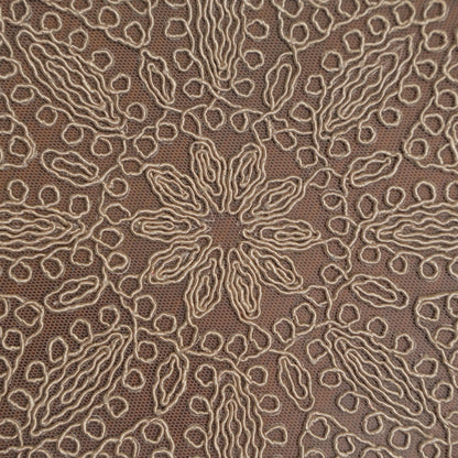 Taupe Star Medallion Crochet Lace Round Table Mat (Set of 2)