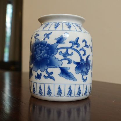 Blue Peony Ceramic Jar Vase