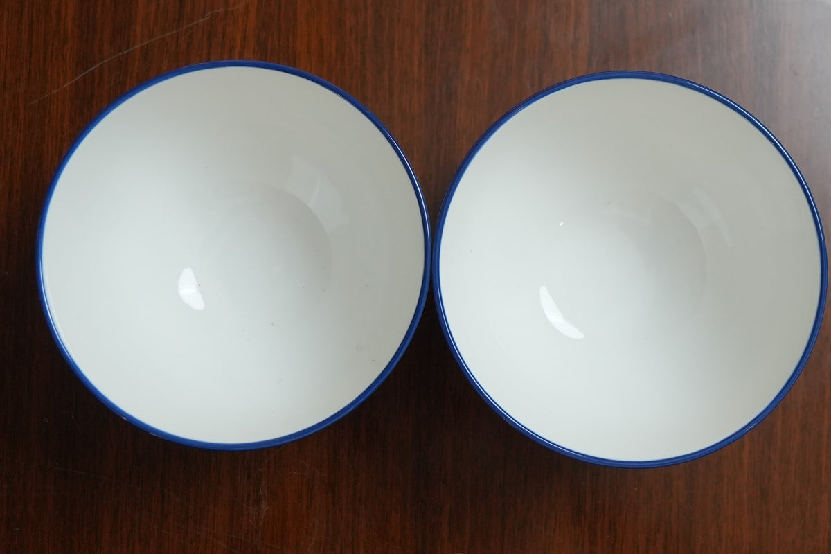 Blue Sprig Scalloped Ceramic Soup Bowl Set of 2