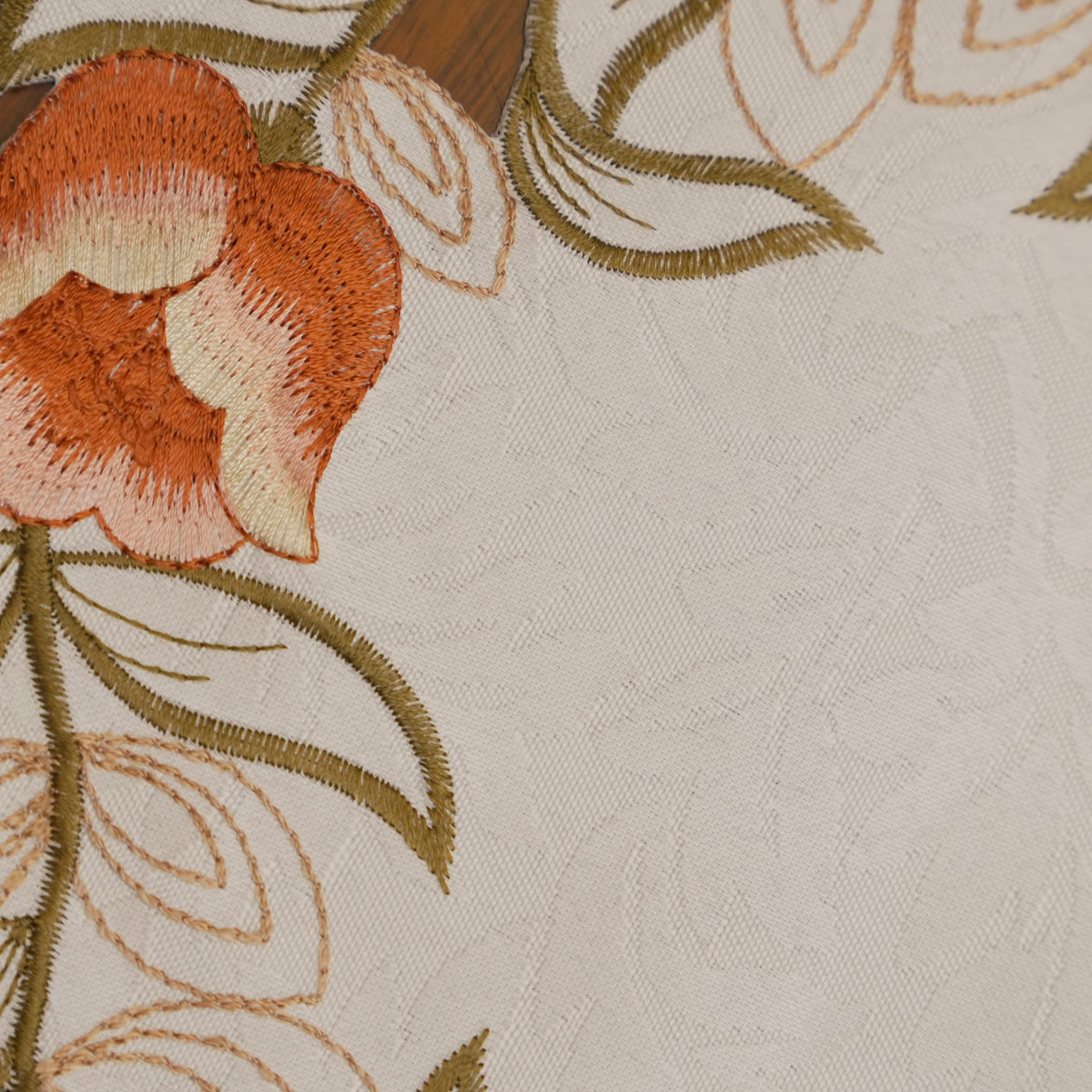 Orange Tulip Vine Cutwork Round Table Mat (Set of 2)