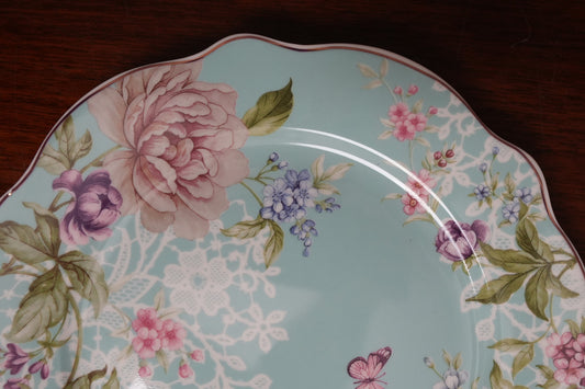Aqua Peony Ceramic Quarter Plate Set of 2