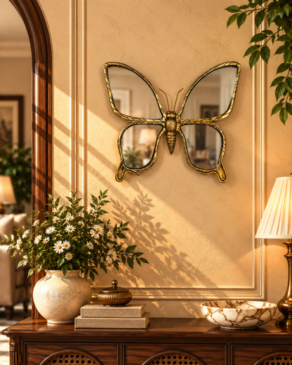 Antique Gold Butterfly Wall Mirror