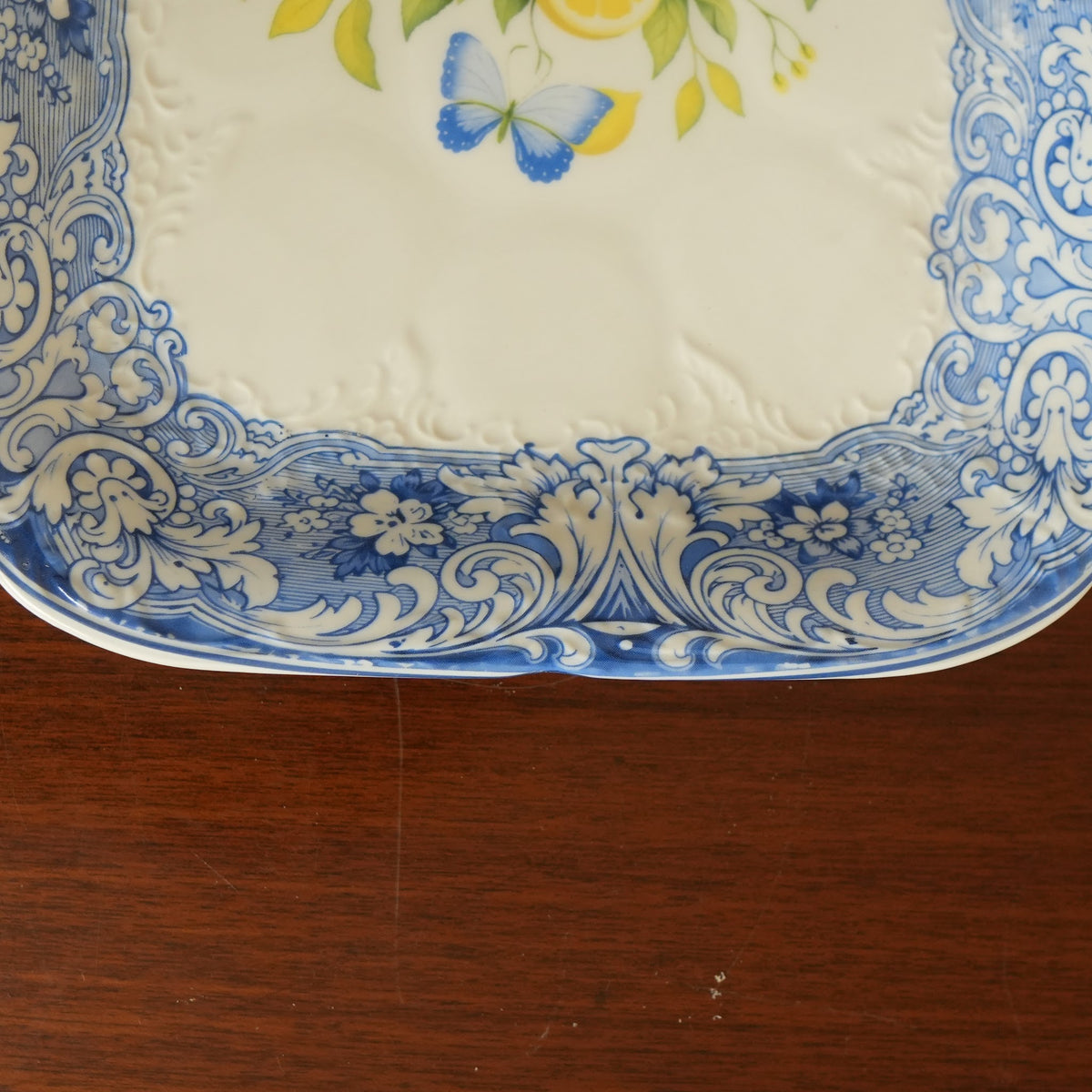 Sorrento Blue Lemon Ceramic Rectangular Serving Platter
