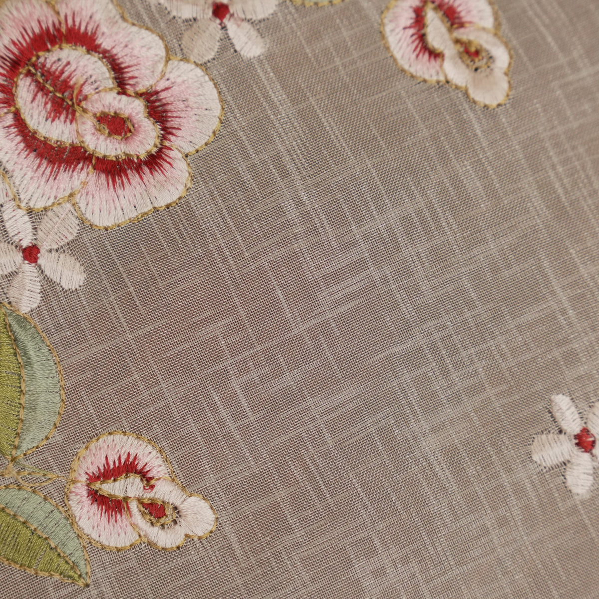 Red Rose & White Blossom Embroidered Sheer Round Table Mat (Set of 2)