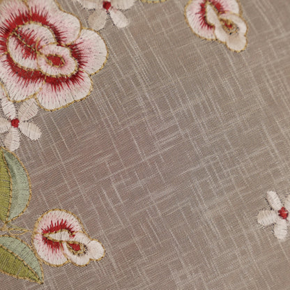 Red Rose & White Blossom Embroidered Sheer Round Table Mat (Set of 2)