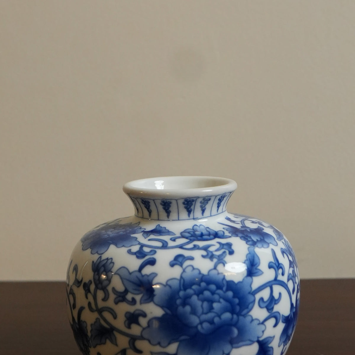 Blue Peony Ceramic Round Vase