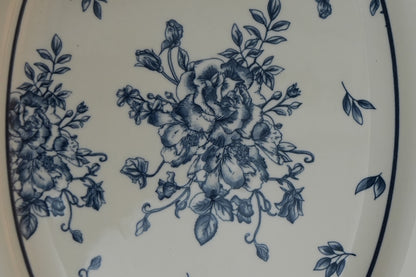 Indigo Rose Ceramic Oval Serving Platter Set of 2