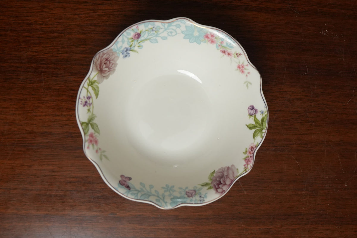 Aqua Peony Ceramic Katori Bowl Set of 2