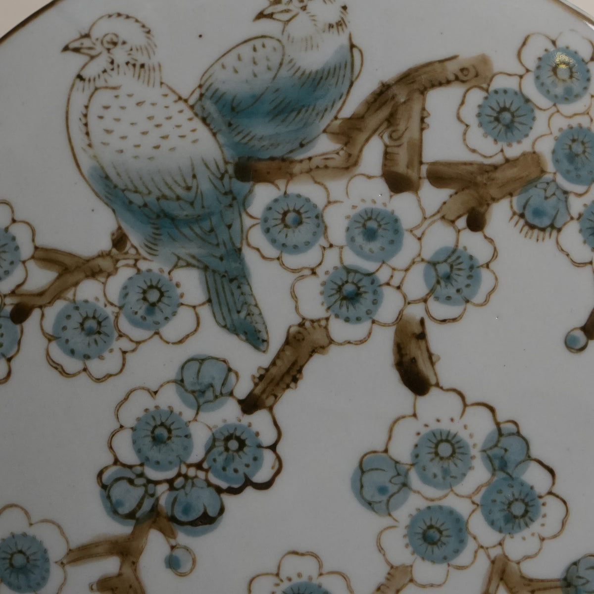 Bluebird & Plum Blossom Ceramic Moon Flask Vase