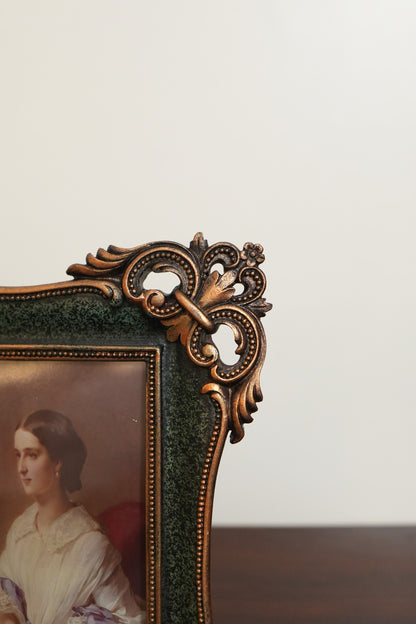 Antique Bronze & Green Baroque Photo Frame