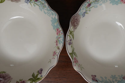 Aqua Peony Ceramic Katori Bowl Set of 2