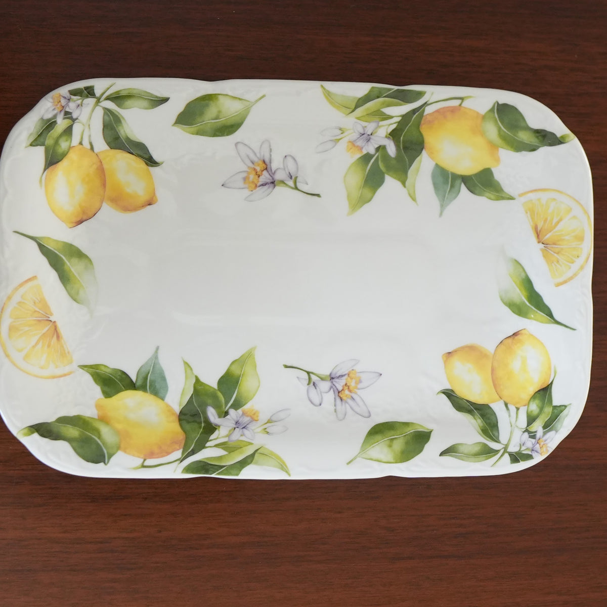 Lemon Blossom Ceramic Rectangular Platter (Set of 2)