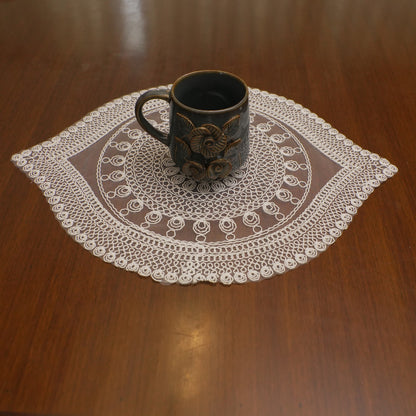 Cream Mandala Crochet Lace Almond Table Mat (Set of 2)
