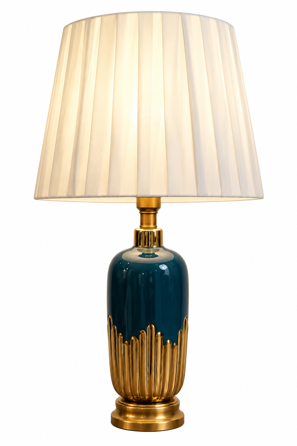 Teal & Gold Drip Ceramic Table Lamp