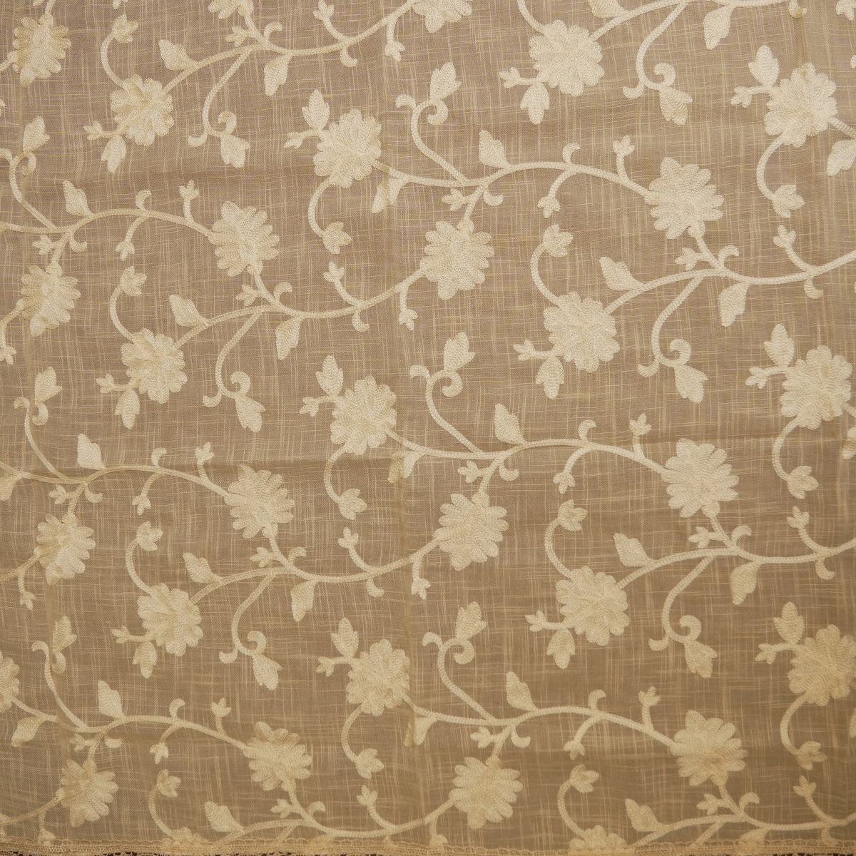 All-over cream floral vine embroidery