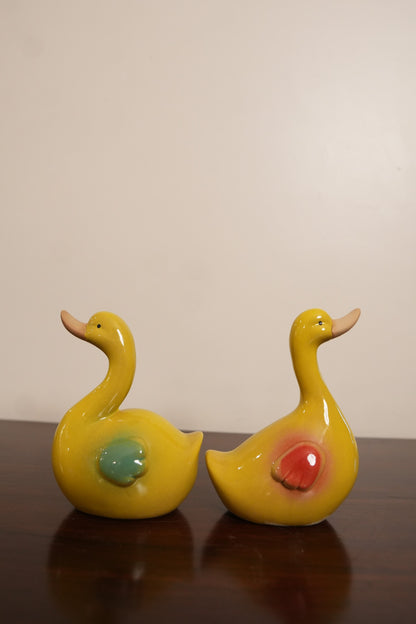 Yellow Duck Ceramic Figurine (Set of 2)