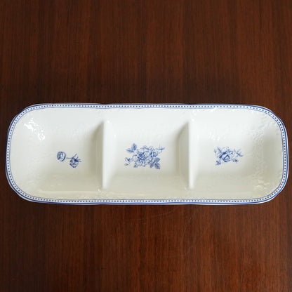 Delft Rose Ceramic 3-Compartment Serving Platter