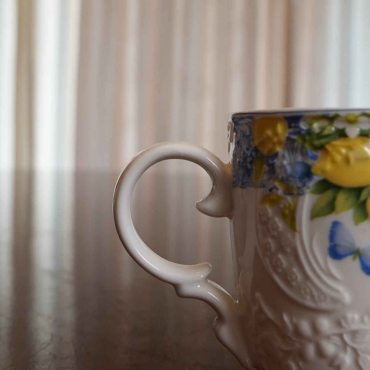 Sorrento Blue Lemon Embossed Ceramic Mug (Set of 2)