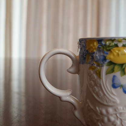 Sorrento Blue Lemon Embossed Ceramic Mug (Set of 2)