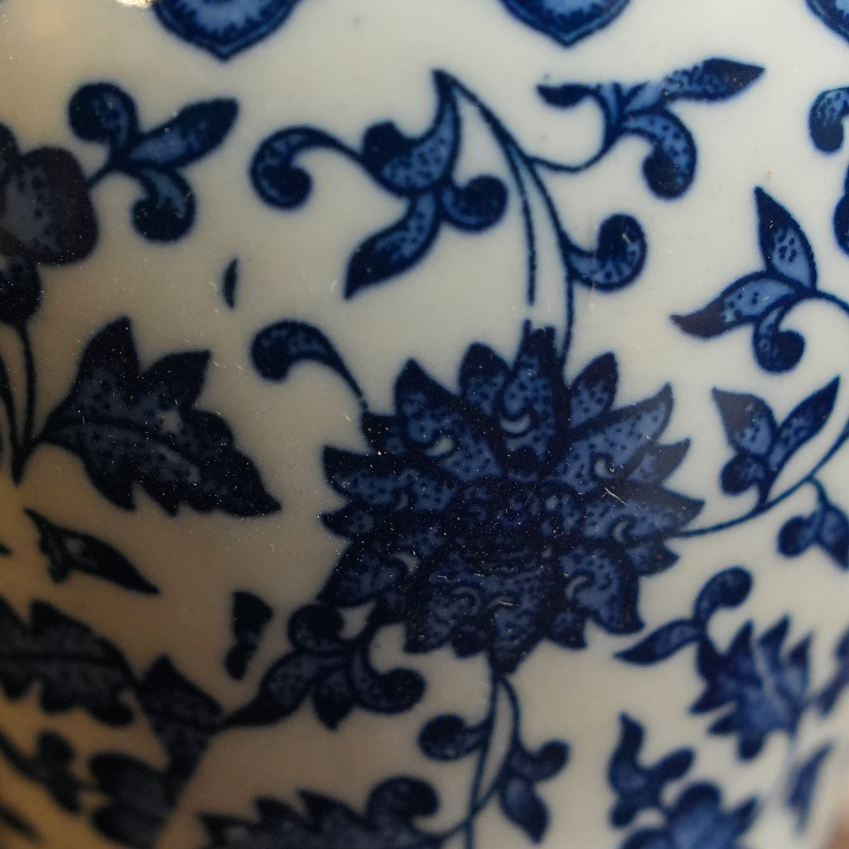 Blue Lotus Scroll Slim Ceramic Ginger Jar