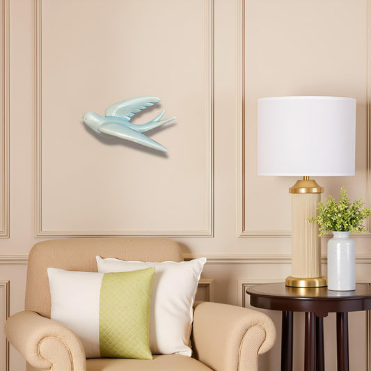 Elegant Light Pastel Blue Bird Wall Décor towards left Direction - Single piece