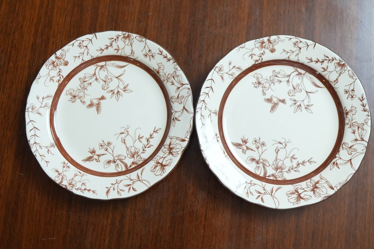 Cinnamon Songbird Ceramic Snack Plate Set of 2