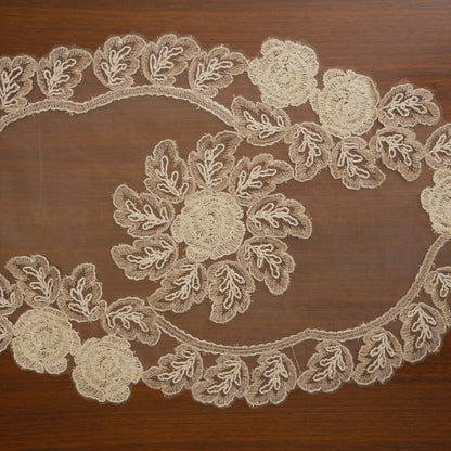 Beige Lace Rose Sheer Table Runner (Small)