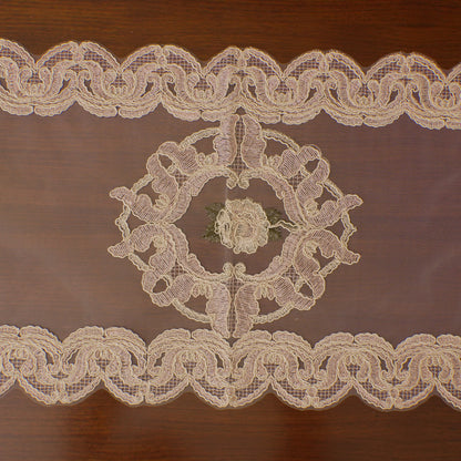 Beige Lace Medallion Sheer Table Runner (Long)