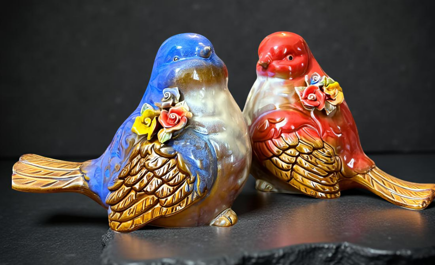 Colorful Ceramic Bird Showpiece Set (Big)