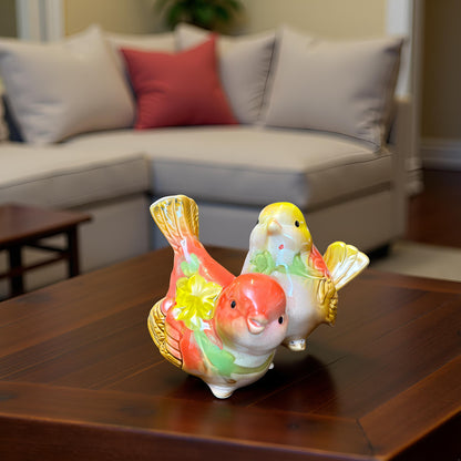 The Chirpy Duo – Ceramic Bird Couple Showpiece Set
