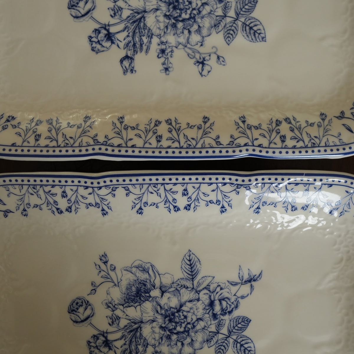 Delft Rose Ceramic Rectangular Platter (Set of 2)