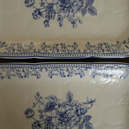 Delft Rose Ceramic Rectangular Platter (Set of 2)