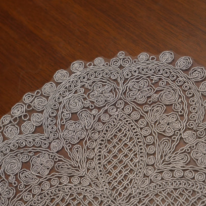 Silver Grey Lattice Crochet Lace Round Table Mat (Set of 2)