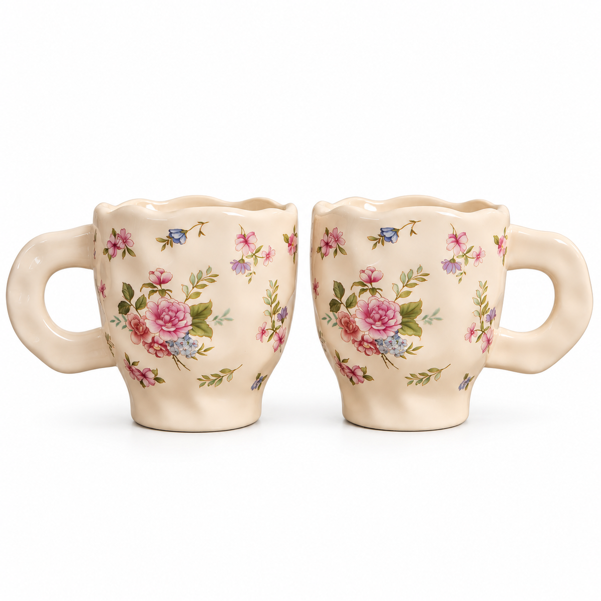 Cream Peony Ceramic Mug (Set of 2)