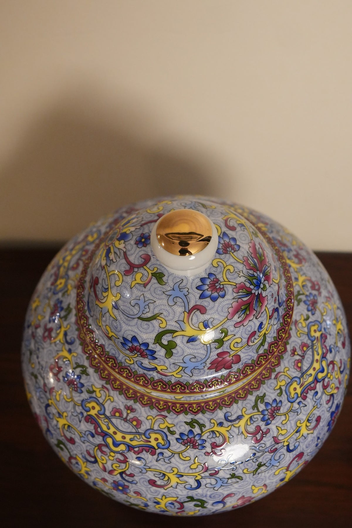Lavender Blue Floral Scroll Ceramic Ginger Jar