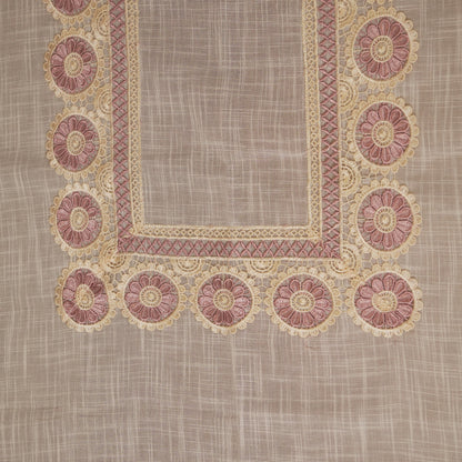 Top view of the mauve medallion lace centre panel