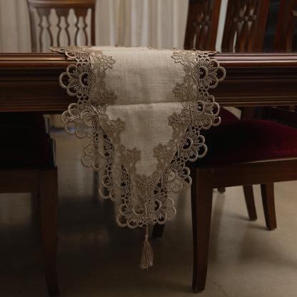 Runner draped over the end of the dining table