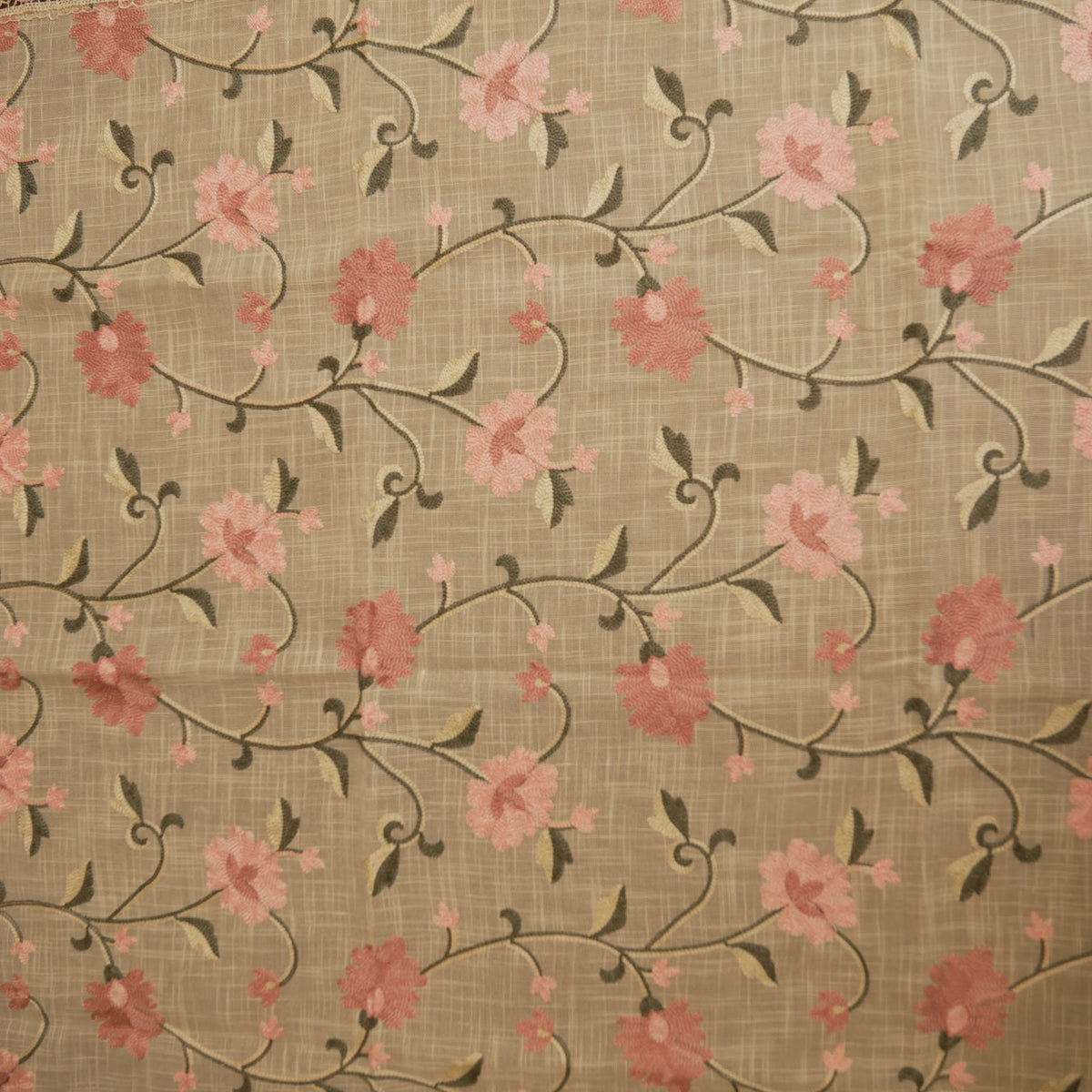 All-over pink floral embroidery