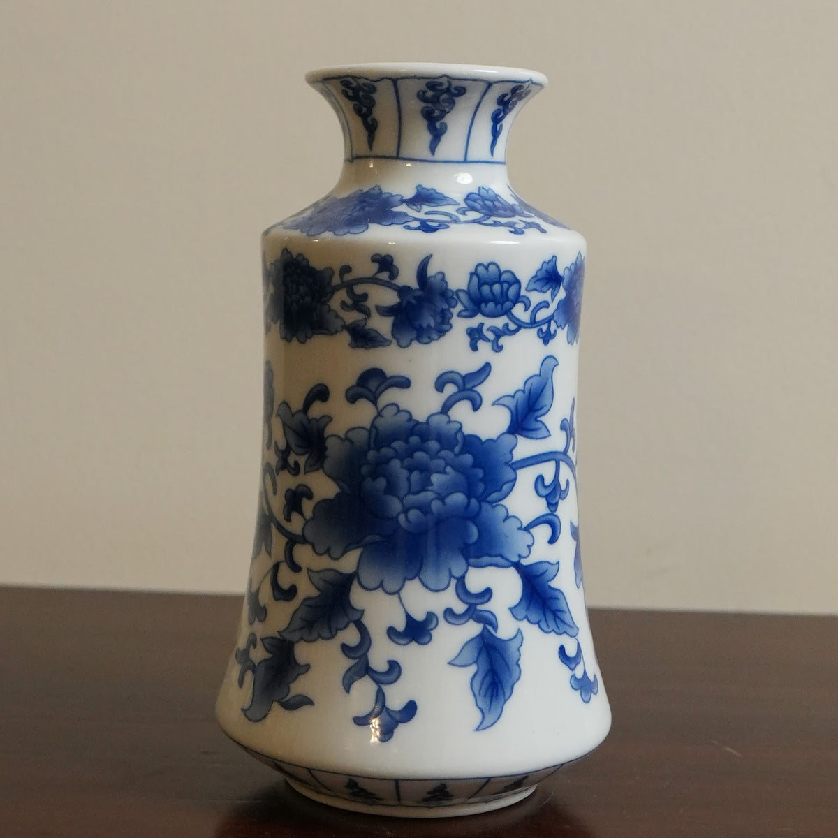 Blue Peony Ceramic Bottle Vase