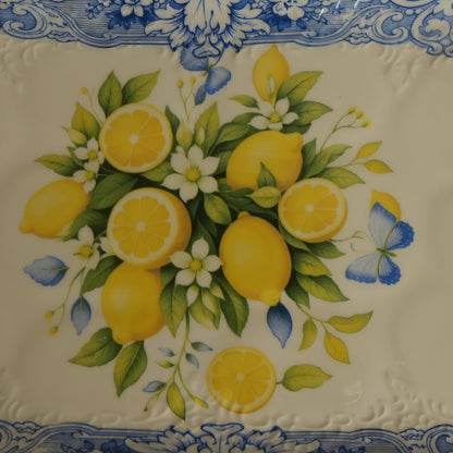 Sorrento Blue Lemon Ceramic Rectangular Serving Platter