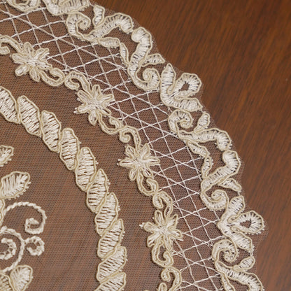 Ivory Rose Bouquet Sheer Lace Round Table Mat (Set of 2)