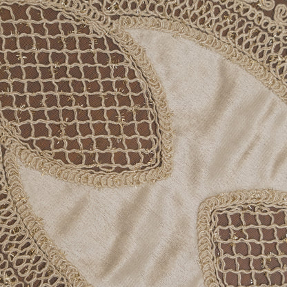 Ivory Satin Petal Lattice Lace Oval Table Mat (Set of 2)