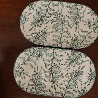 Sage Willow Ceramic Oval Platter (Set of 2)