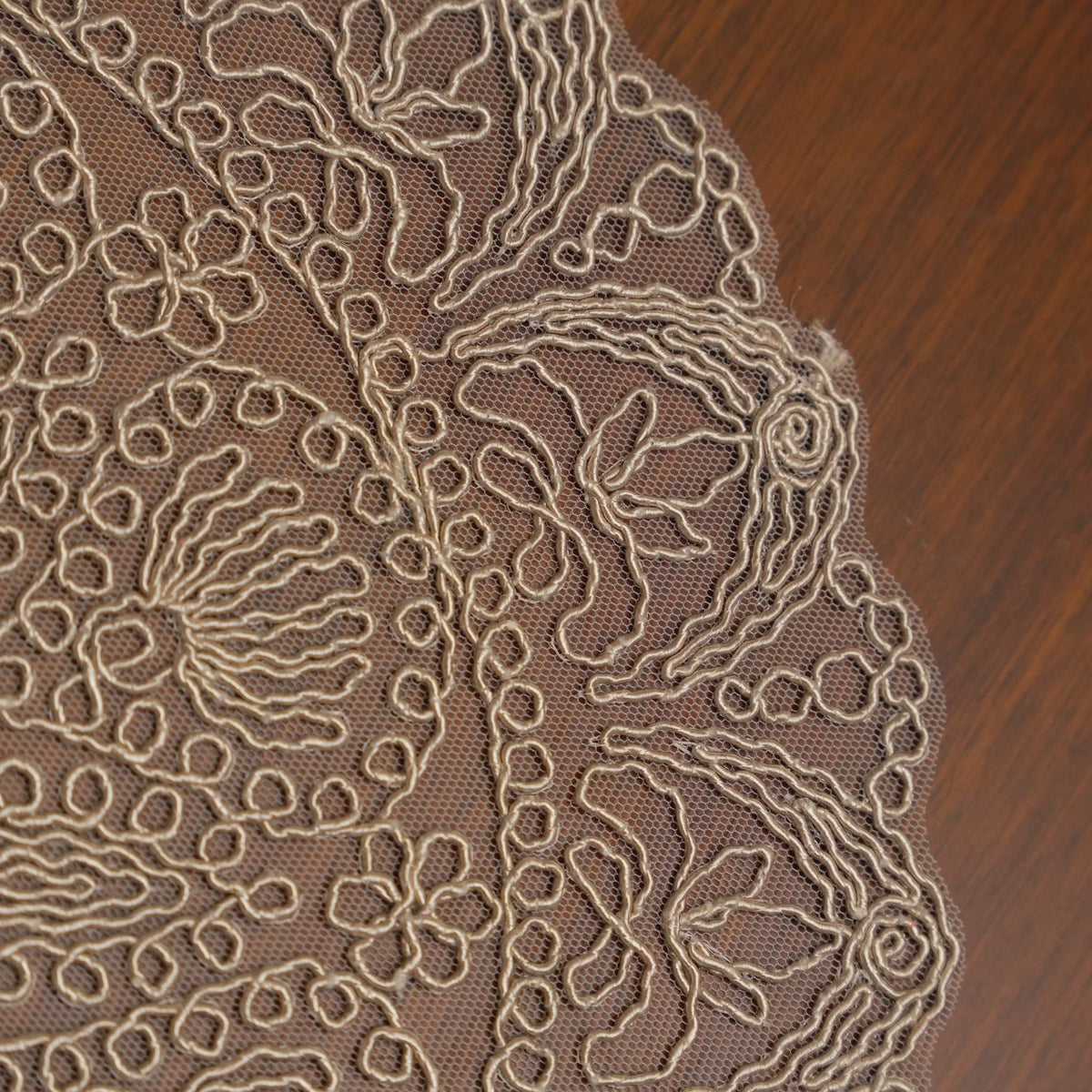 Taupe Star Medallion Crochet Lace Round Table Mat (Set of 2)