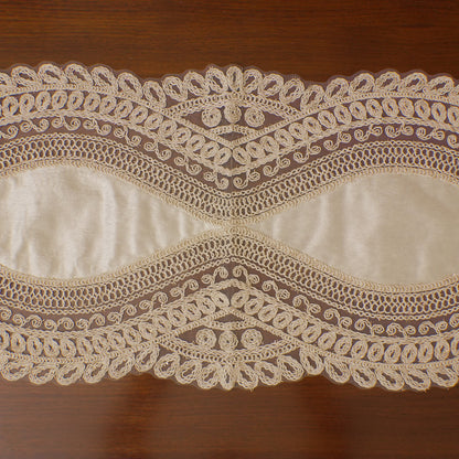 Ivory Satin Heart Lattice Lace Table Runner (Long)