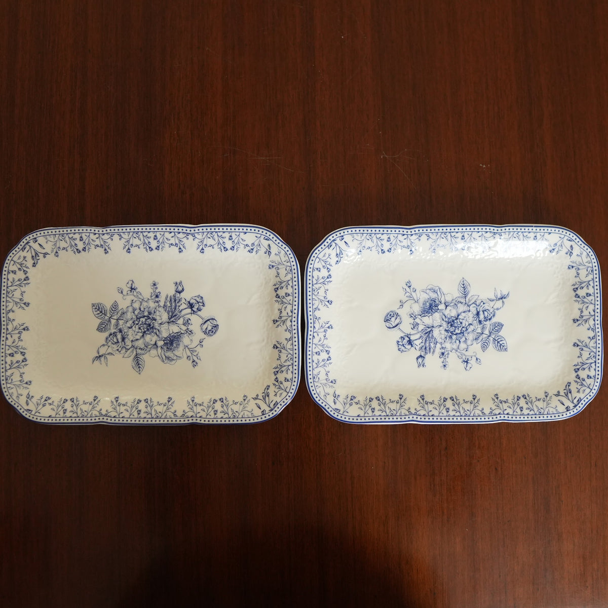 Delft Rose Ceramic Rectangular Platter (Set of 2)
