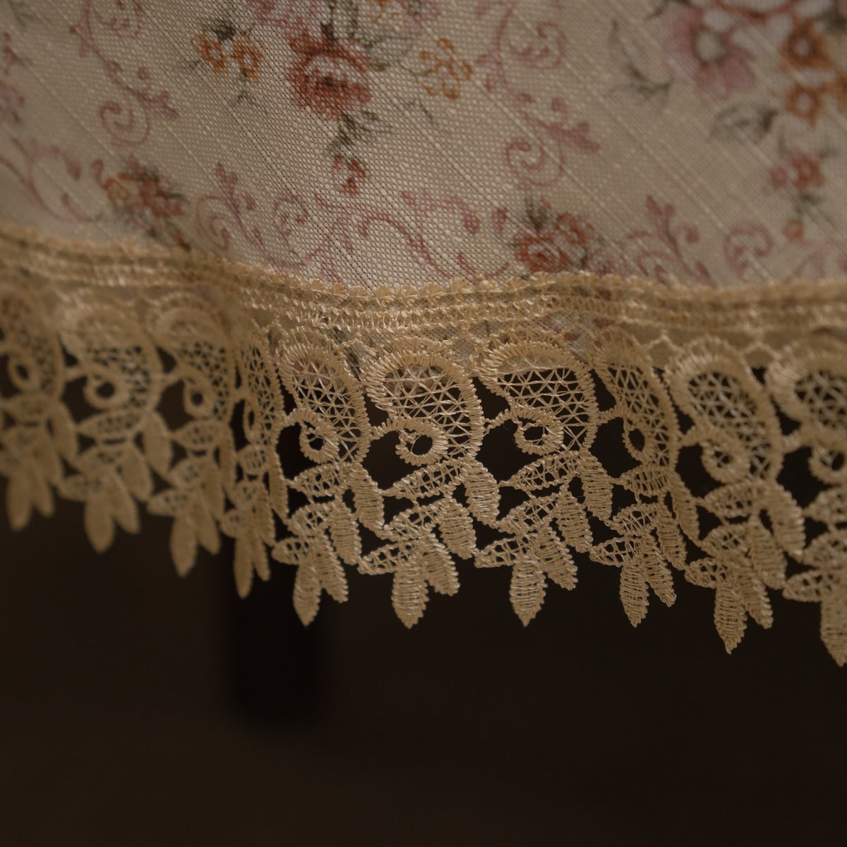 Close-up of the cream lace border