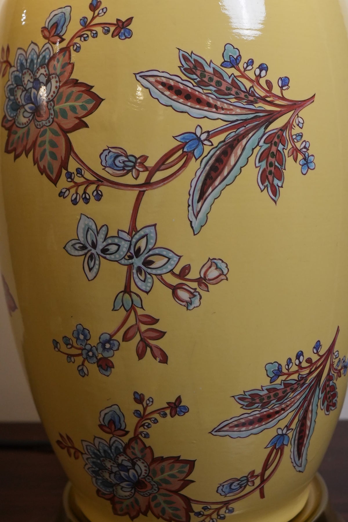 Yellow Paisley Floral Ceramic Table Lamp