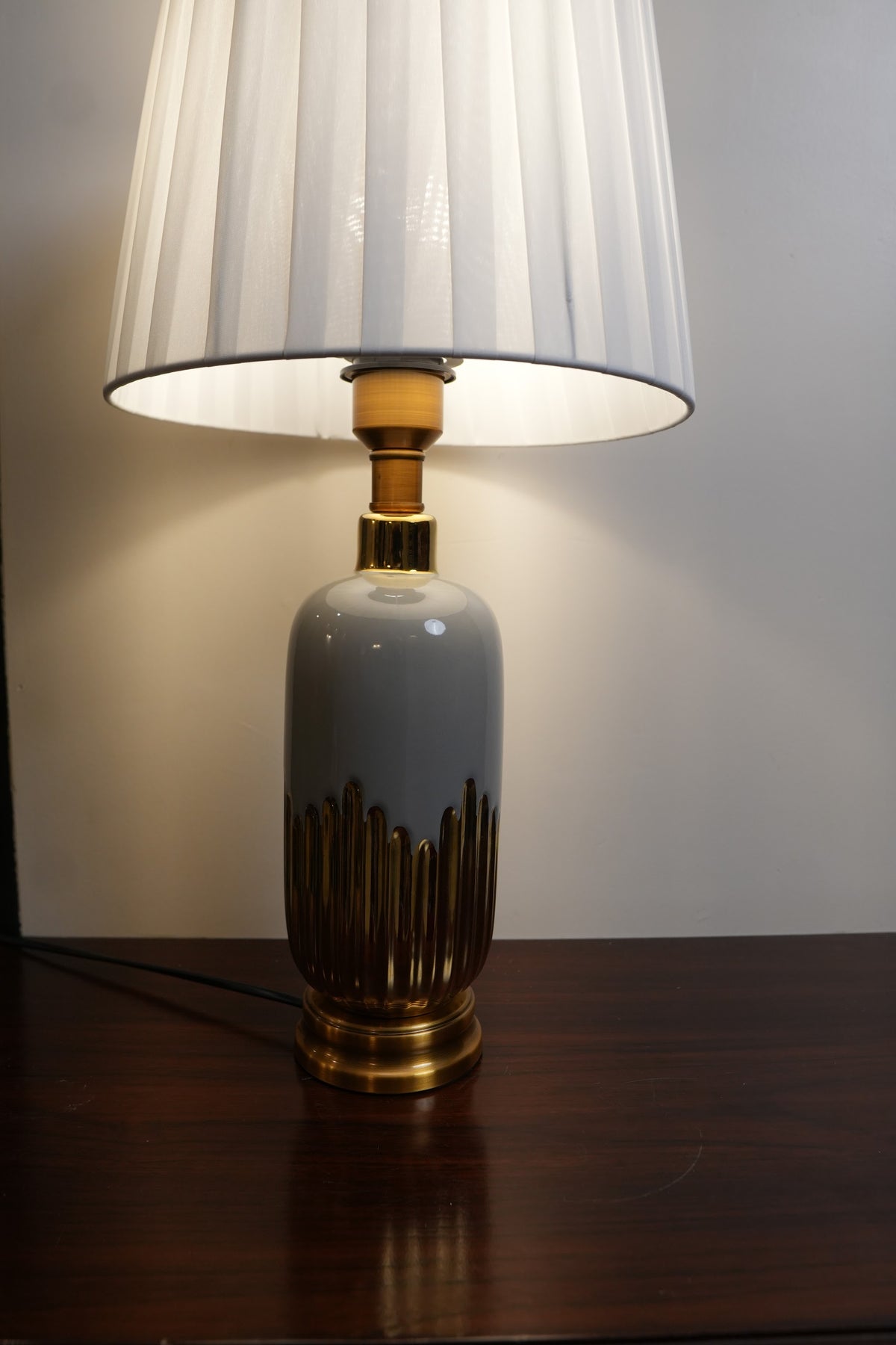 Grey & Gold Drip Ceramic Table Lamp